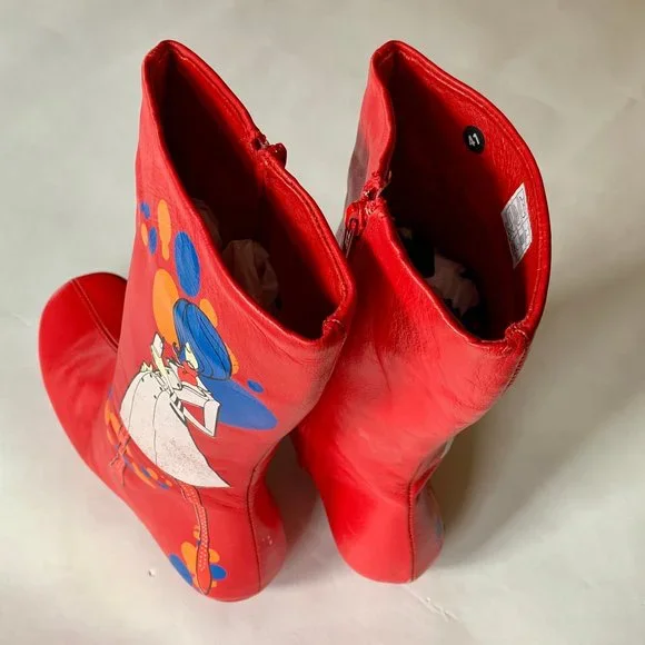 Rare - Rizzo Boots - Red GoGo Mod Girl on Cellphone - EU41 - Picture 3 of 16